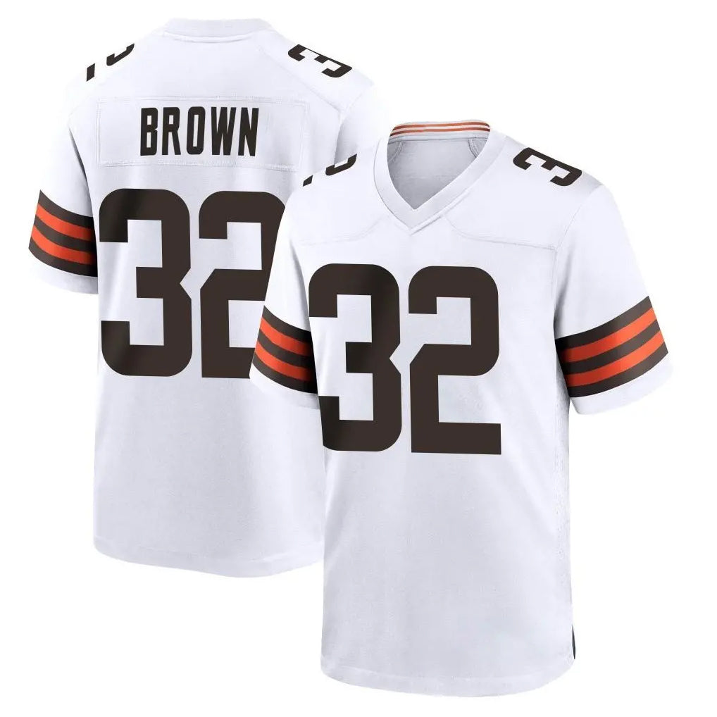 Parkc C.Browns #32 Jim Brown Player White Home Game Stitched Jerseys