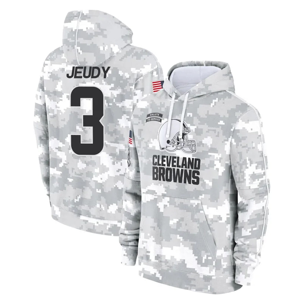 Parkc C.Browns #3 Jerry Jeudy Player Arctic Camo Salute to Service Hoodies Limited Game Stitched Jerseys