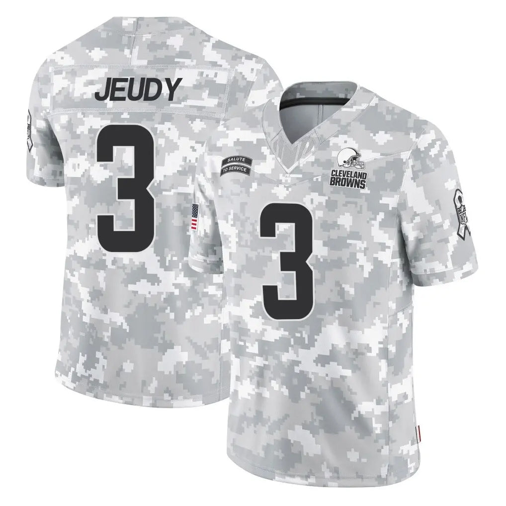 Parkc C.Browns #3 Jerry Jeudy Player Arctic Camo Salute to Service Limited Home Game Stitched Jerseys