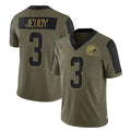 Parkc C.Browns #3 Jerry Jeudy Player Olive Salute to Service Limited Home Game Stitched Jerseys