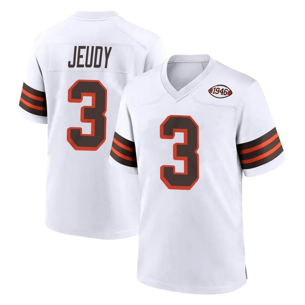 Parkc C.Browns #3 Jerry Jeudy Player White Alternate Home Game Stitched Jerseys