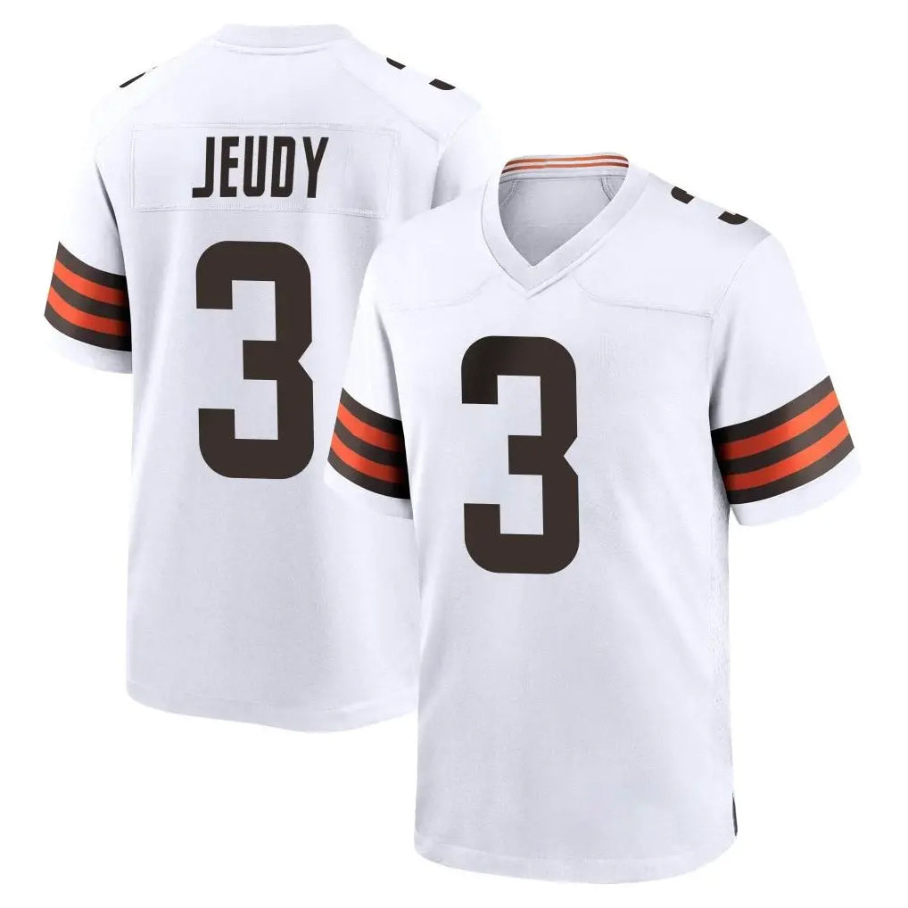 Parkc C.Browns #3 Jerry Jeudy Player White Home Game Stitched Jerseys