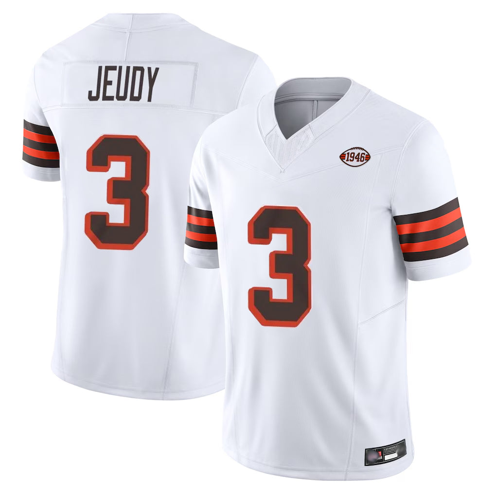 Parkc C.Browns #3 Jerry Jeudy Player White Limited Vapor F.U.S.E. Alternate Game Stitched Jerseys