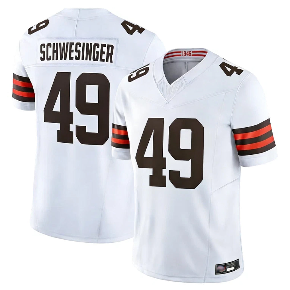 Parkc C.Browns #49 Carson Schwesinger Player White Vapor F.U.S.E. Limited Home Game Stitched Jerseys