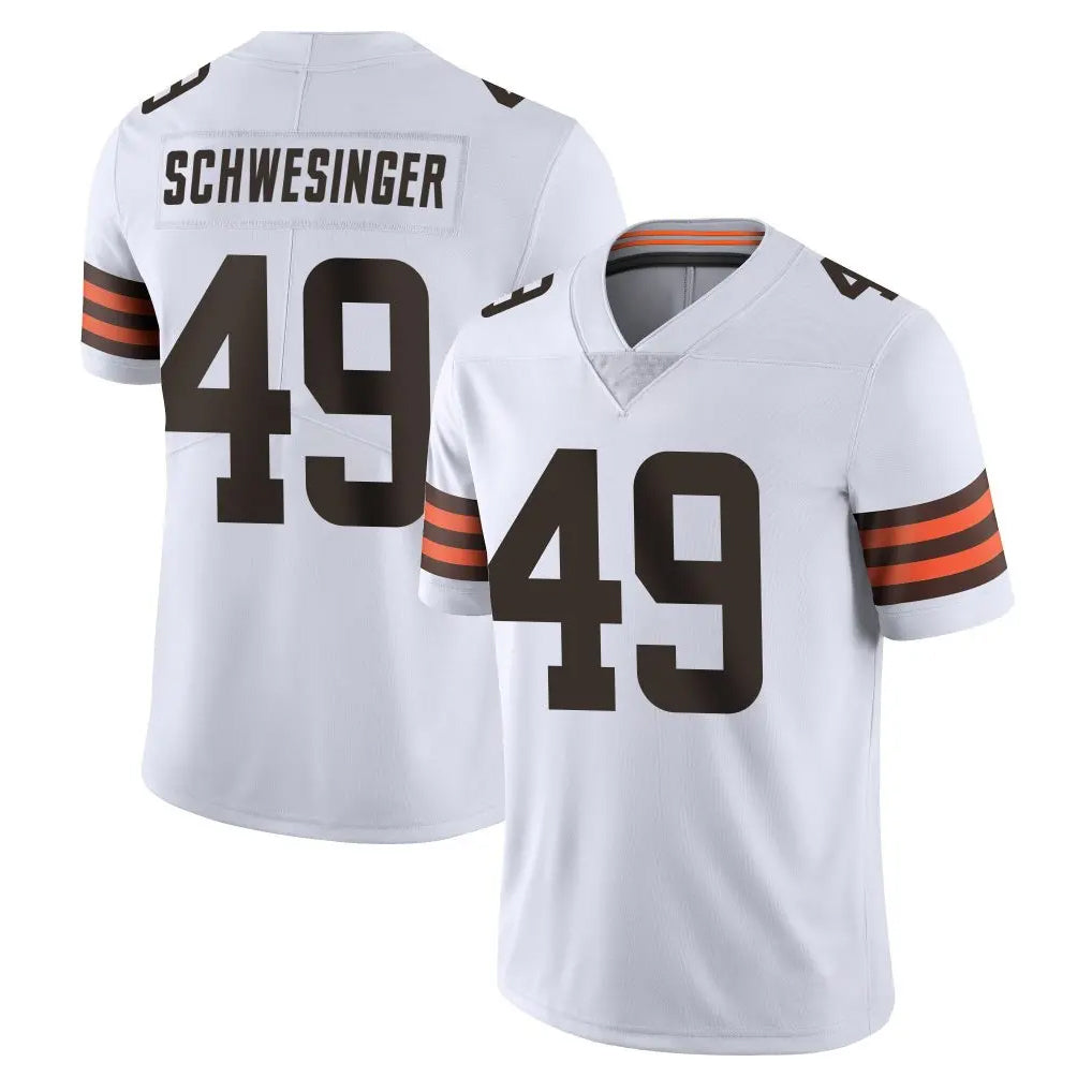 Parkc C.Browns #49 Carson Schwesinger Player White Vapor Untouchable Limited Home Game Stitched Jerseys