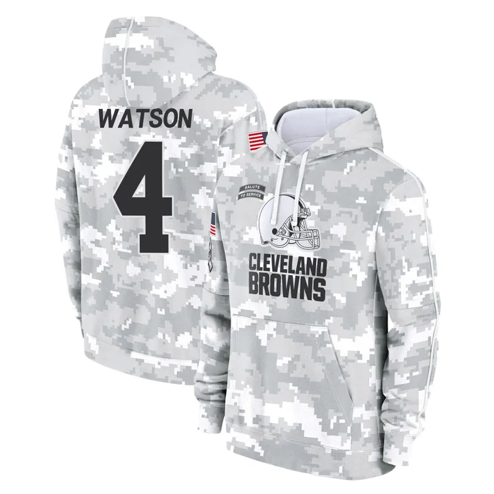 Parkc C.Browns #4 Deshaun Watson Player Arctic Camo Salute to Service Hoodies Limited Game Stitched Jerseys