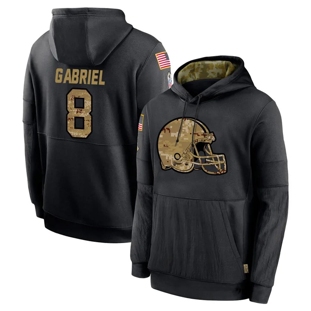 Parkc C.Browns #8 Dillon Gabriel Player Black Salute to Service Pullover Hoodies Limited Stitched Jerseys