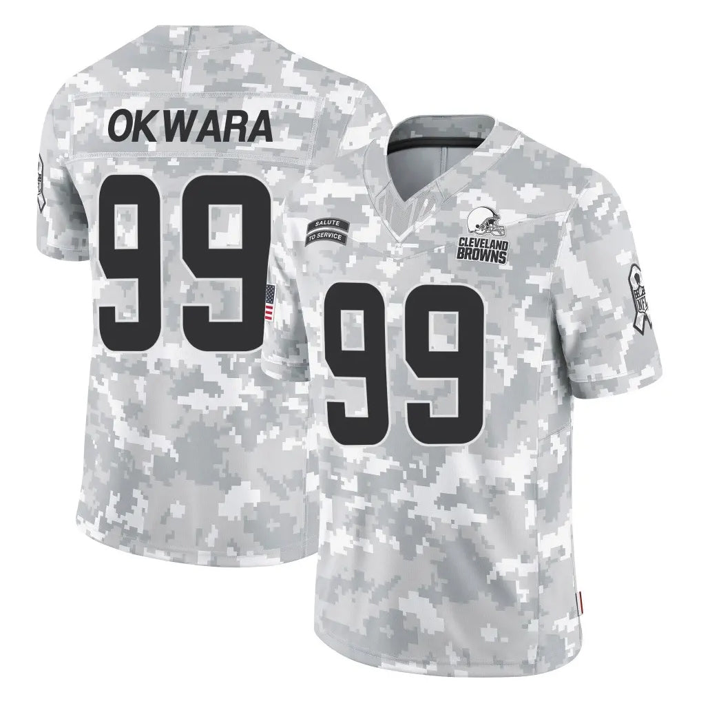 Parkc C.Browns #99 Julian Okwara Player Arctic Camo Salute to Service Limited Home Game Stitched Jerseys