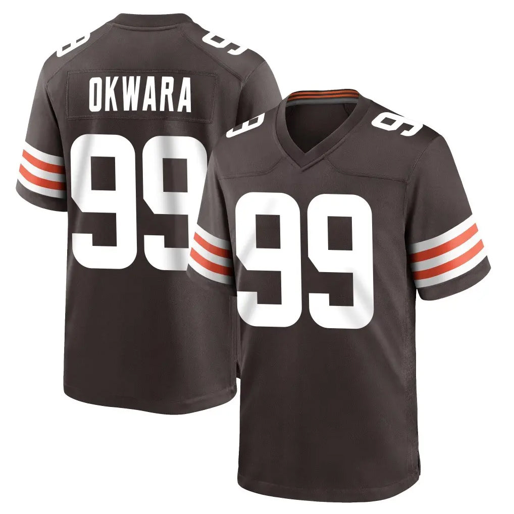 Parkc C.Browns #99 Julian Okwara Player Brown Home Game Stitched Jerseys