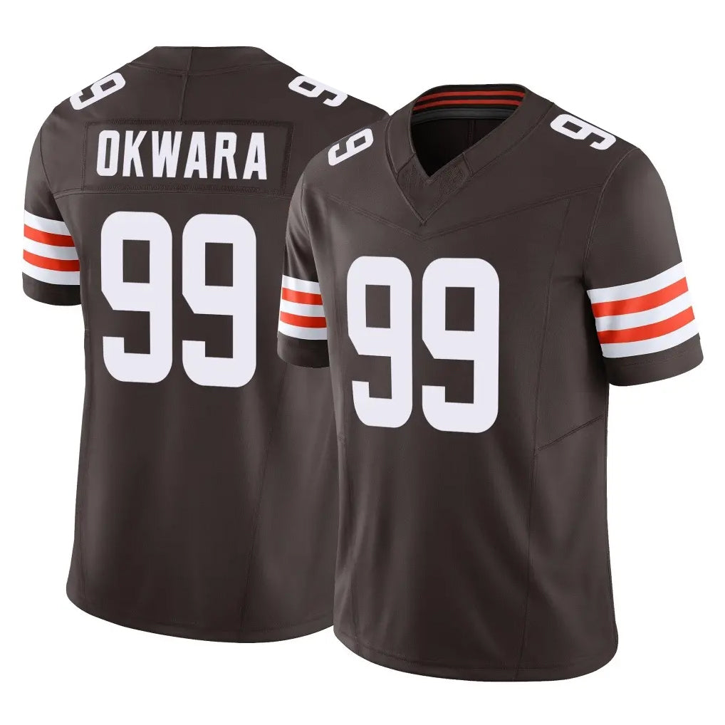 Parkc C.Browns #99 Julian Okwara Player Brown Vapor F.U.S.E. Limited Home Game Stitched Jerseys