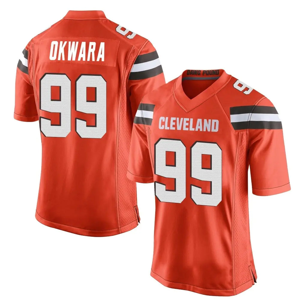 Parkc C.Browns #99 Julian Okwara Player Orange Vapor Limited Home Game Stitched Jerseys