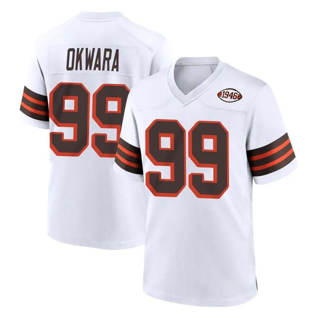 Parkc C.Browns #99 Julian Okwara Player White Alternate Home Game Stitched Jerseys