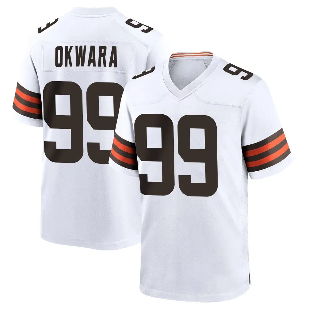 Parkc C.Browns #99 Julian Okwara Player White Home Game Stitched Jerseys