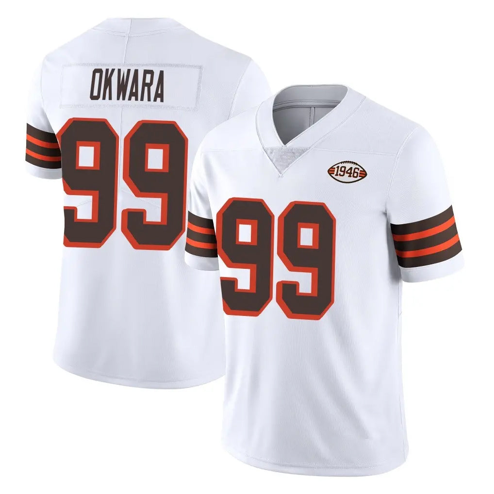 Parkc C.Browns #99 Julian Okwara Player White Limited  Vapor 1946 Collection Alternate Game Stitched Jerseys