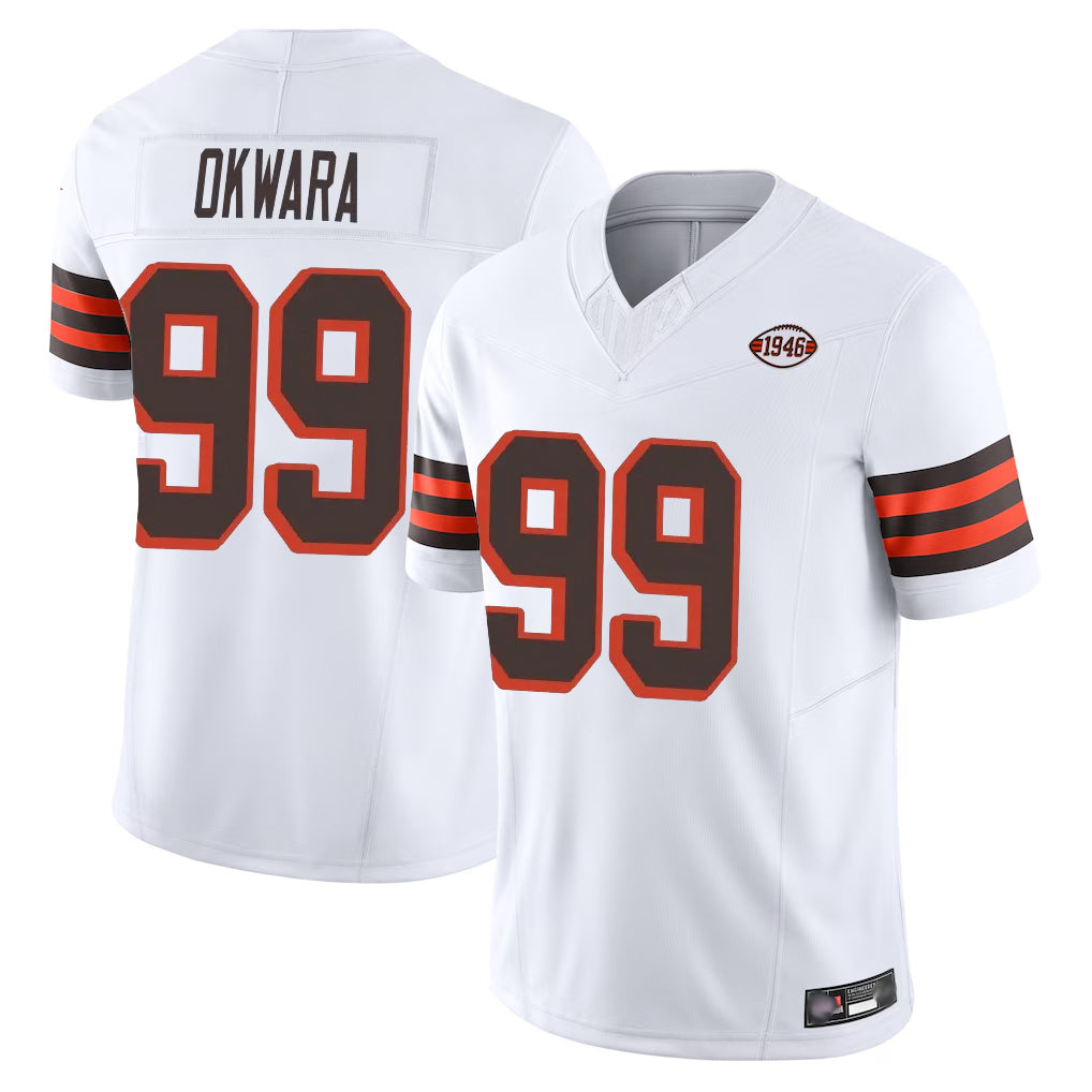 Parkc C.Browns #99 Julian Okwara Player White Limited Vapor F.U.S.E. Alternate Game Stitched Jerseys
