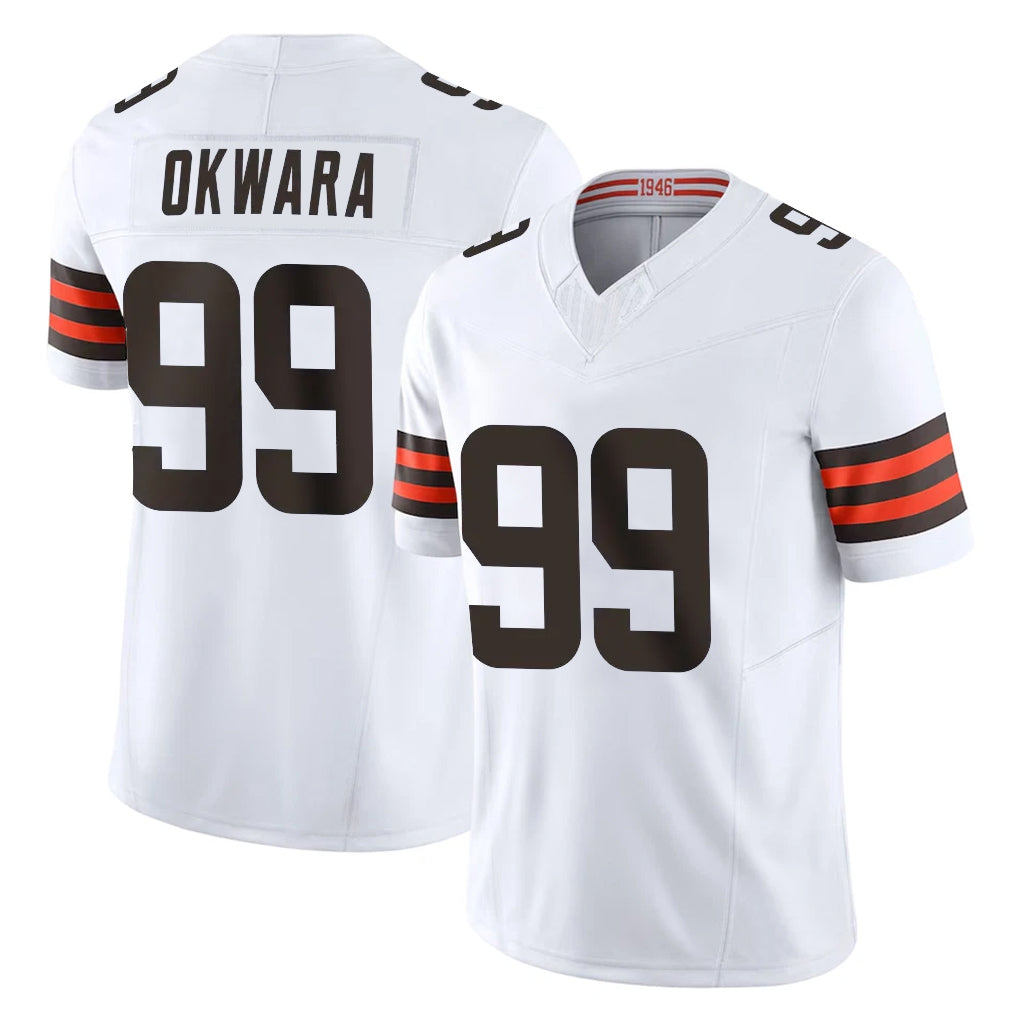 Parkc C.Browns #99 Julian Okwara Player White Vapor F.U.S.E. Limited Home Game Stitched Jerseys