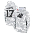 Parkc C.Panthers #17 Xavier Legette Player Arctic Camo Salute to Service Pullover Hoodies Limited Game Stitched Jerseys