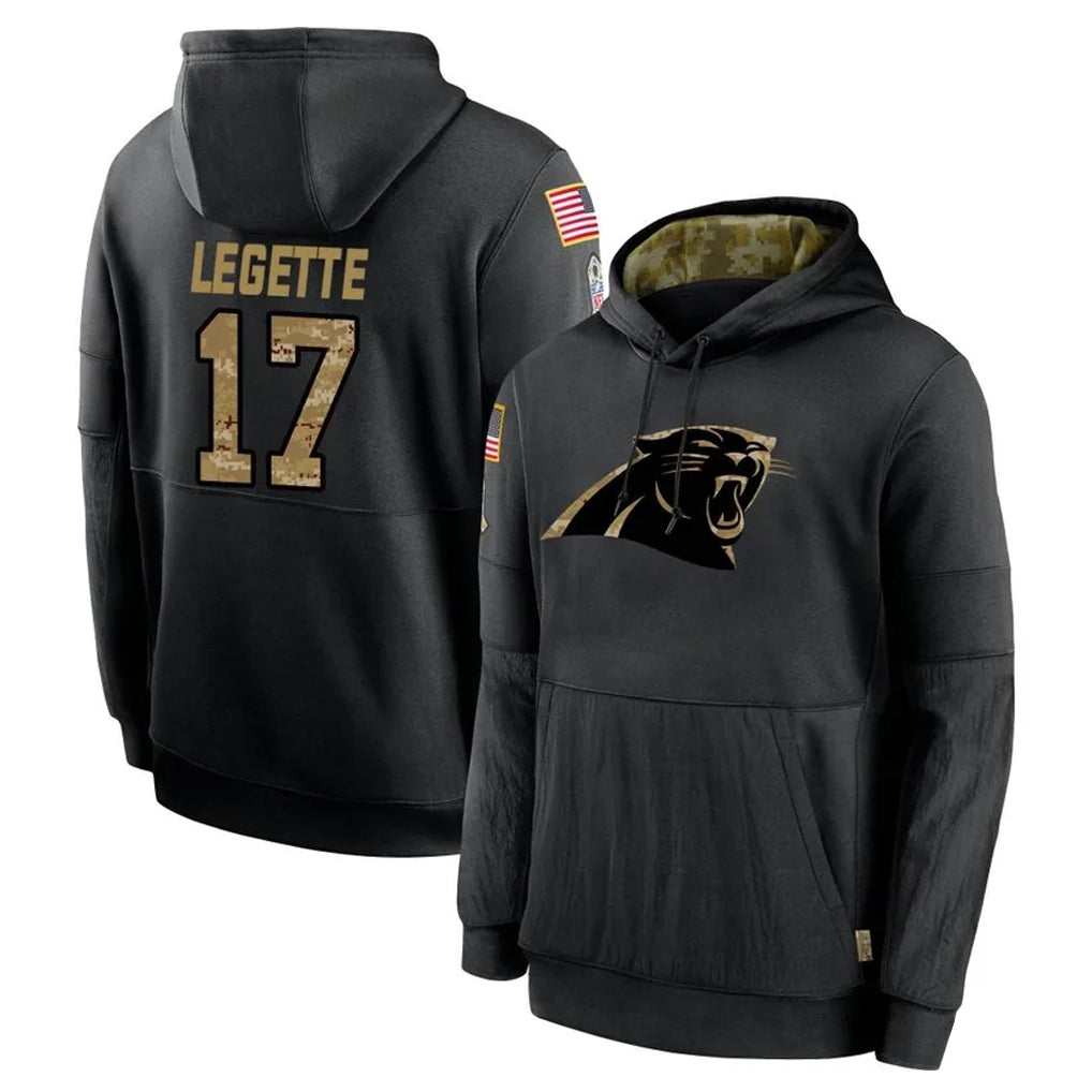 Parkc C.Panthers #17 Xavier Legette Player Black Salute to Service Pullover Hoodies Limited Game Stitched Jerseys