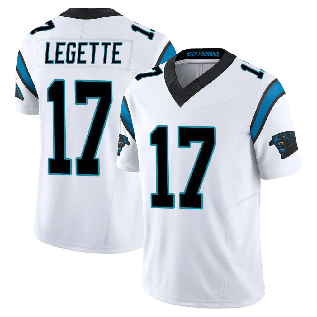 Parkc C.Panthers #17 Xavier Legette Player White Vapor F.U.S.E. Limited Home Game Stitched Jerseys