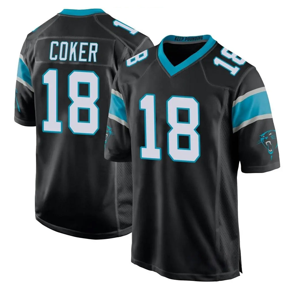 Parkc C.Panthers #18 Jalen Coker Player Black Game Stitched Jerseys