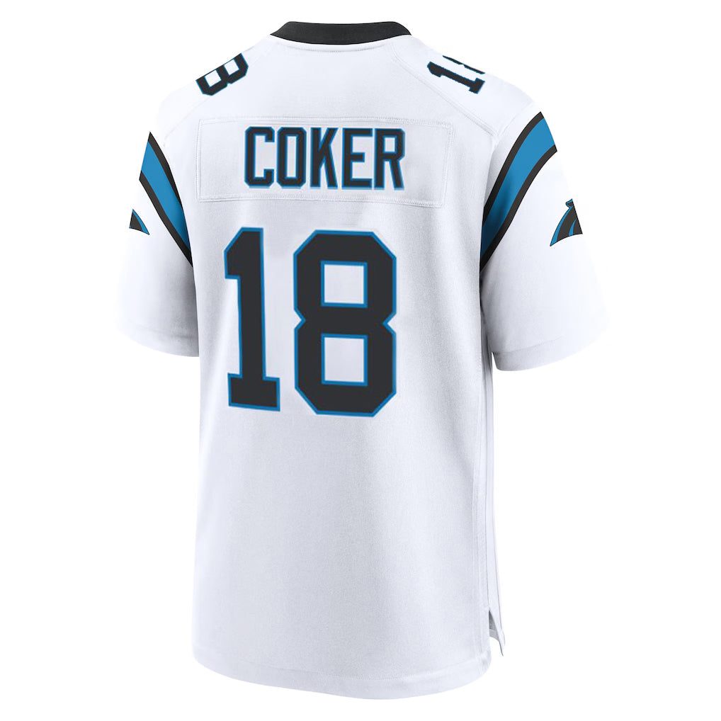 Parkc C.Panthers #18 Jalen Coker Player White Home Game Stitched Jerseys
