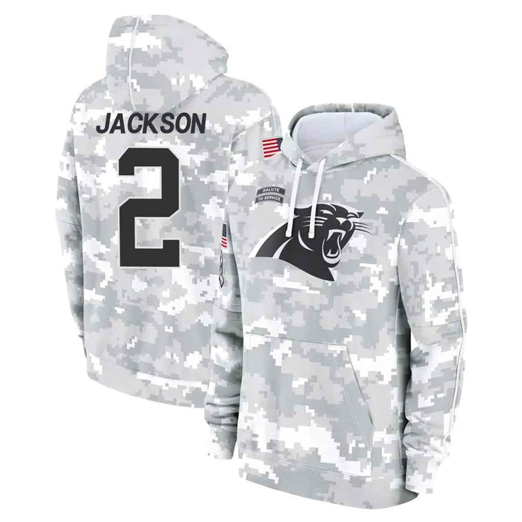 Parkc C.Panthers #2 Michael Jackson Player Arctic Camo Salute to Service Pullover Hoodies Limited Game Stitched Jerseys