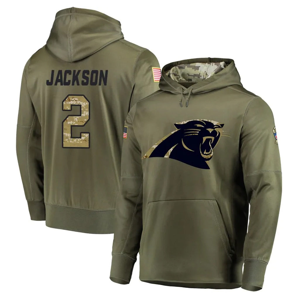 Parkc C.Panthers #2 Michael Jackson Player Olive Salute to Service Hoodies Stitched Jerseys