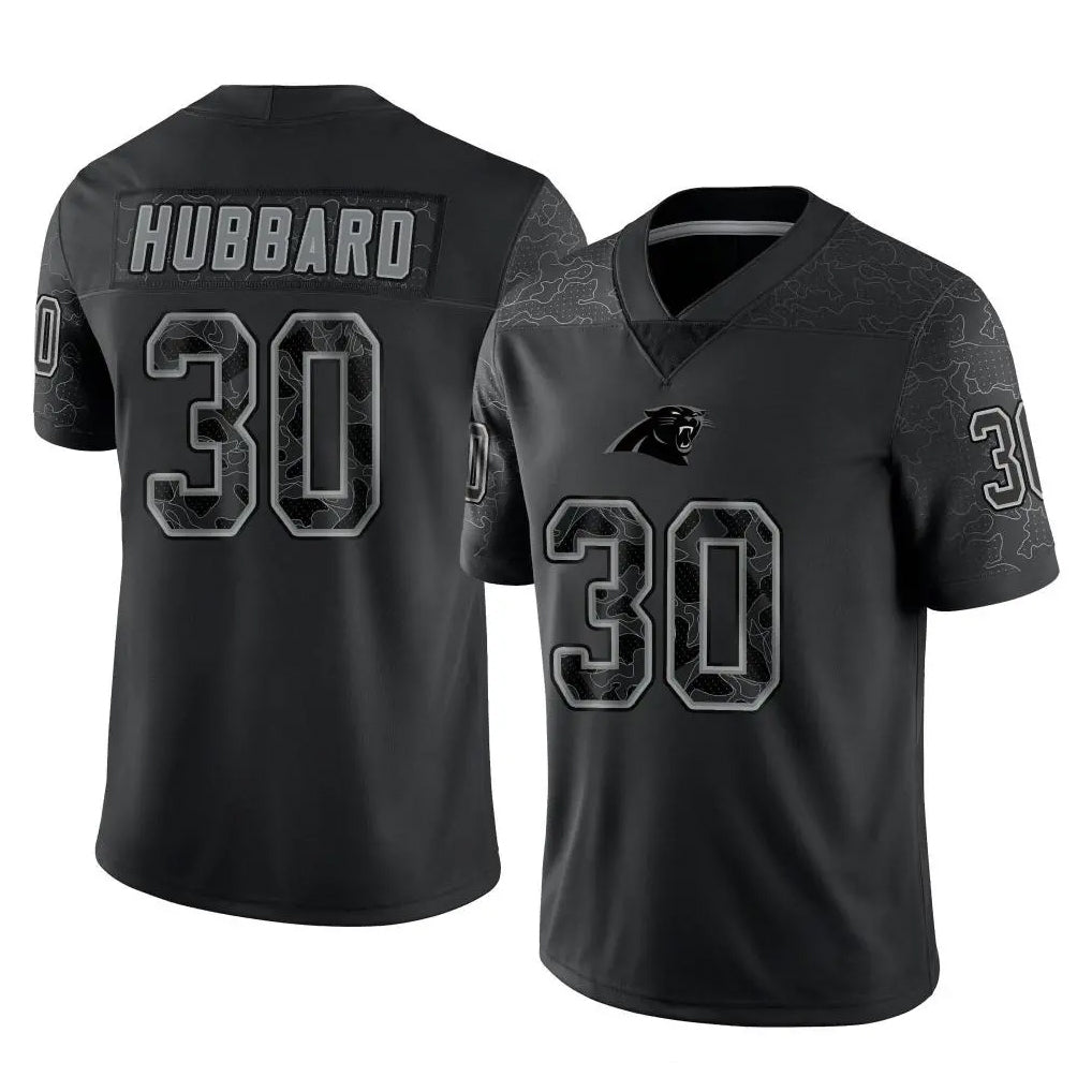 Parkc C.Panthers #30 Chuba Hubbard Player Black Limited Reflective Game Stitched Jerseys