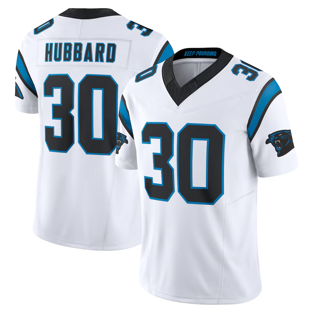 Parkc C.Panthers #30 Chuba Hubbard Player White Vapor F.U.S.E. Limited Home Game Stitched Jerseys