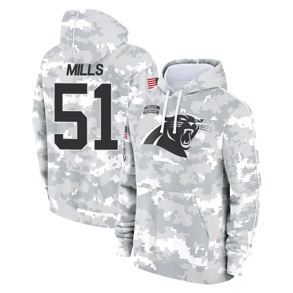 Parkc C.Panthers #51 Sam Mills Player Arctic Camo Salute to Service Pullover Hoodies Limited Game Stitched Jerseys