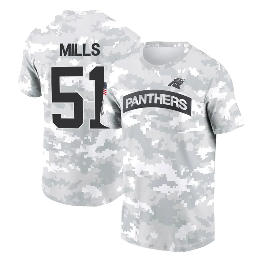 Parkc C.Panthers #51 Sam Mills Player Arctic Camo Salute to Service T-Shirt Hoodies Stitched Jerseys