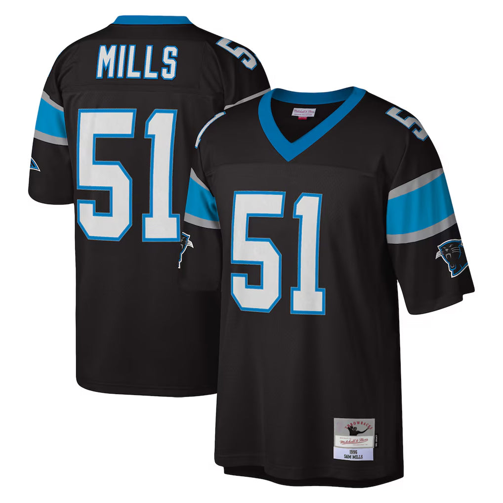 Parkc C.Panthers #51 Sam Mills Player Black Mitchell & Ness Legacy Replica Stitched Jerseys