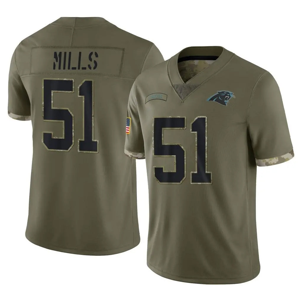 Parkc C.Panthers #51 Sam Mills Player Olive Salute to Service Game Stitched Jerseys