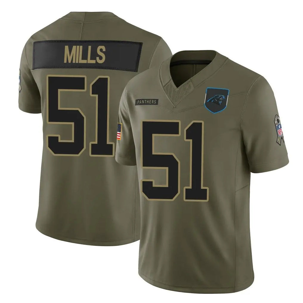 Parkc C.Panthers #51 Sam Mills Player Olive Salute to Service Limited Home Game Stitched Jerseys