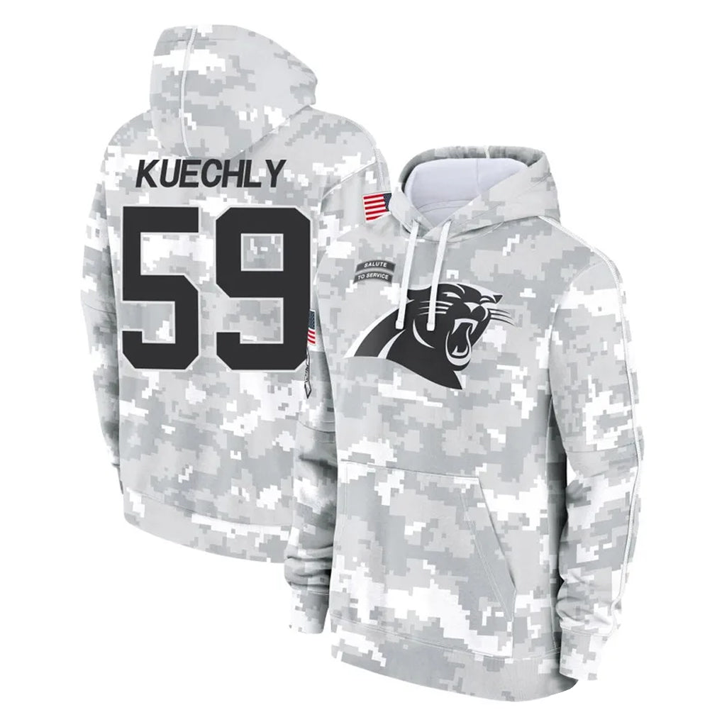 Parkc C.Panthers #59 Luke Kuechly Player Arctic Camo Salute to Service Pullover Hoodies Limited Game Stitched Jerseys