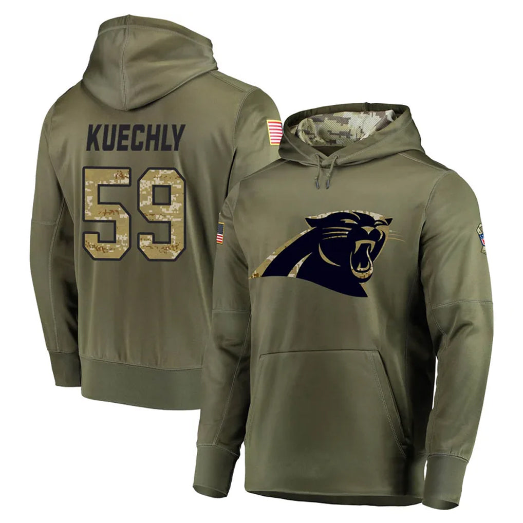 Parkc C.Panthers #59 Luke Kuechly Player Olive Salute to Service Hoodies Stitched Jerseys