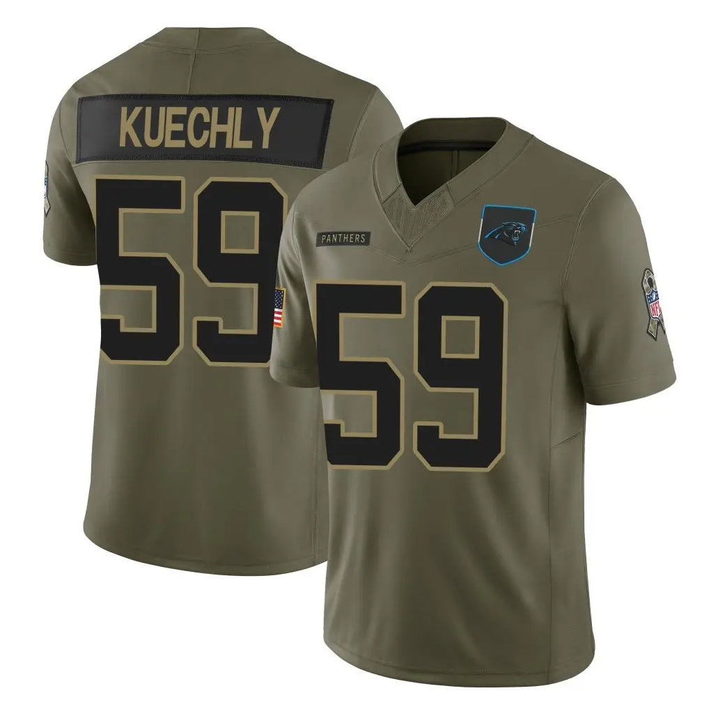 Parkc C.Panthers #59 Luke Kuechly Player Olive Salute to Service Limited Home Game Stitched Jerseys