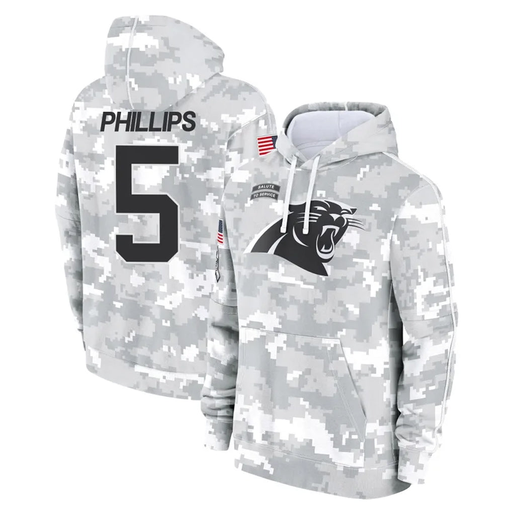 Parkc C.Panthers #5 Jaelan Phillips Player Arctic Camo Salute to Service Pullover Hoodies Limited Game Stitched Jerseys
