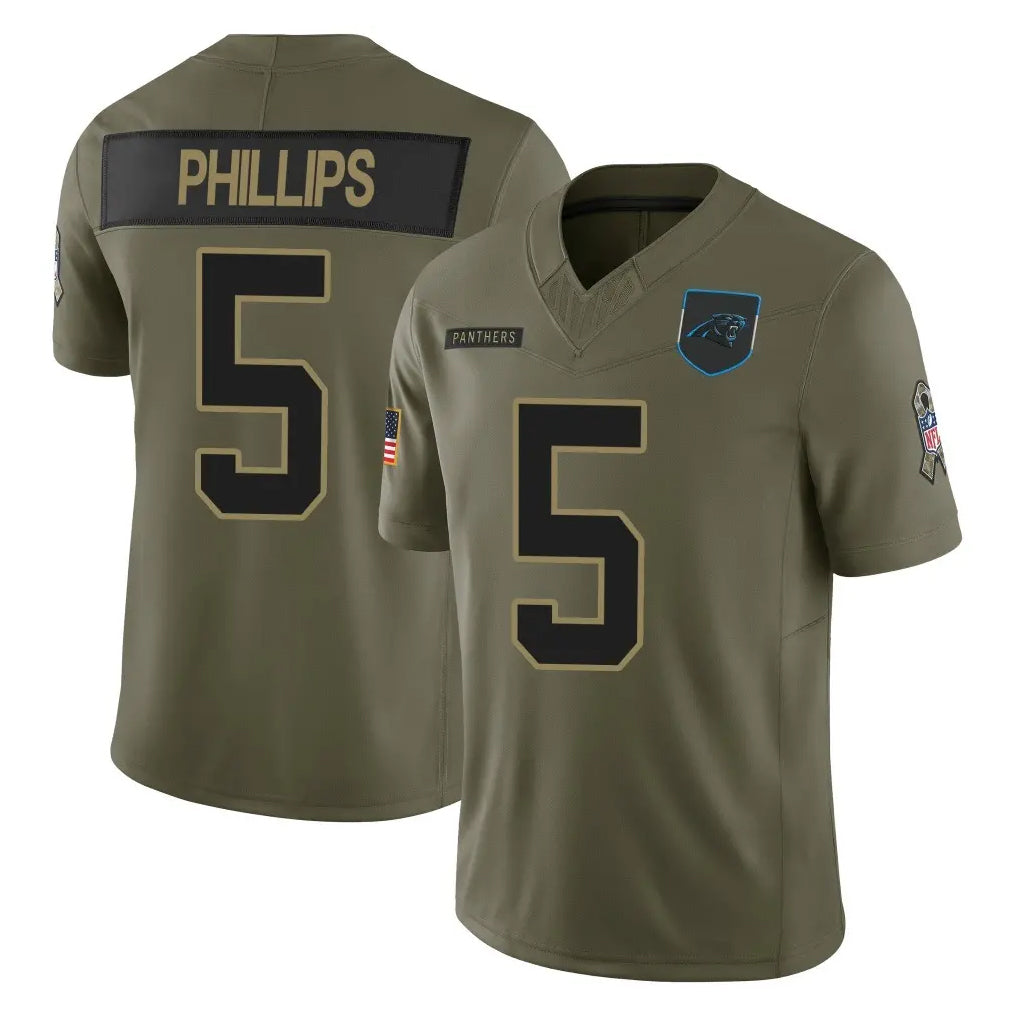 Parkc C.Panthers #5 Jaelan Phillips Player Olive Salute to Service Limited Home Game Stitched Jerseys