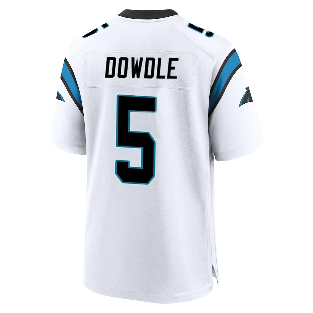 Parkc C.Panthers #5 Rico Dowdle Player White Home Game Stitched Jerseys