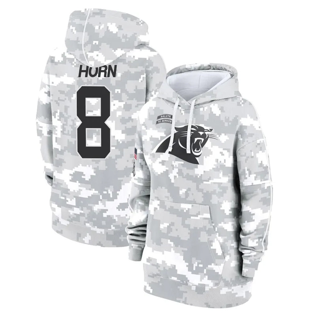 Parkc C.Panthers #8 Jaycee Horn Player Arctic Camo Salute to Service Hoodies Stitched Jerseys