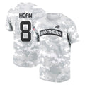 Parkc C.Panthers #8 Jaycee Horn Player Arctic Camo Salute to Service Hoodies & T-Shirts Stitched Jerseys