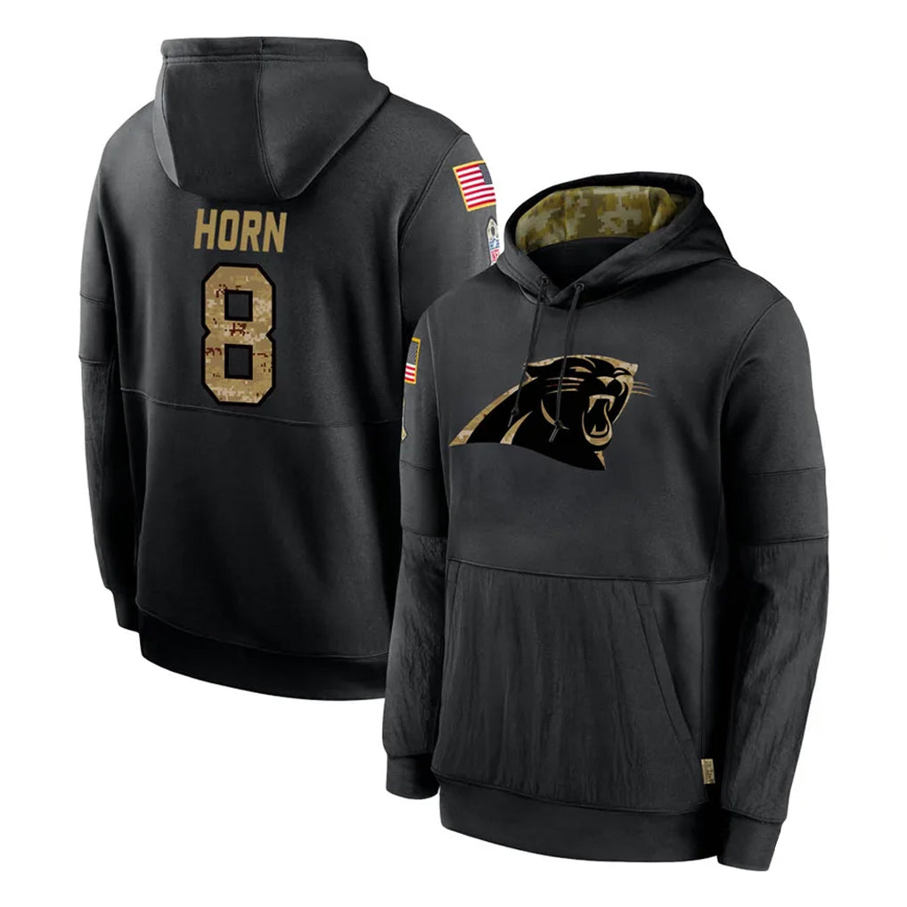 Parkc C.Panthers #8 Jaycee Horn Player Black Salute to Service Pullover Hoodies Limited Game Stitched Jerseys