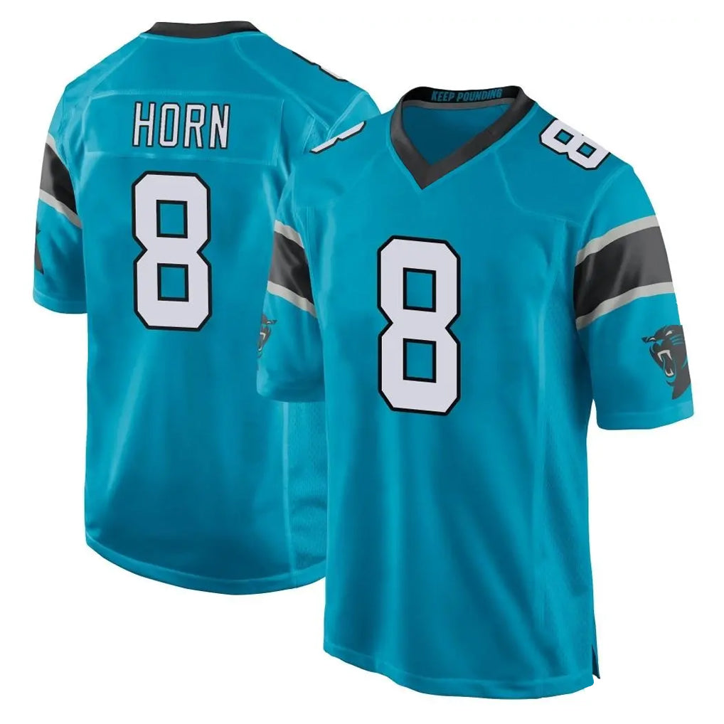 Parkc C.Panthers #8 Jaycee Horn Player Blue Game Stitched Jerseys