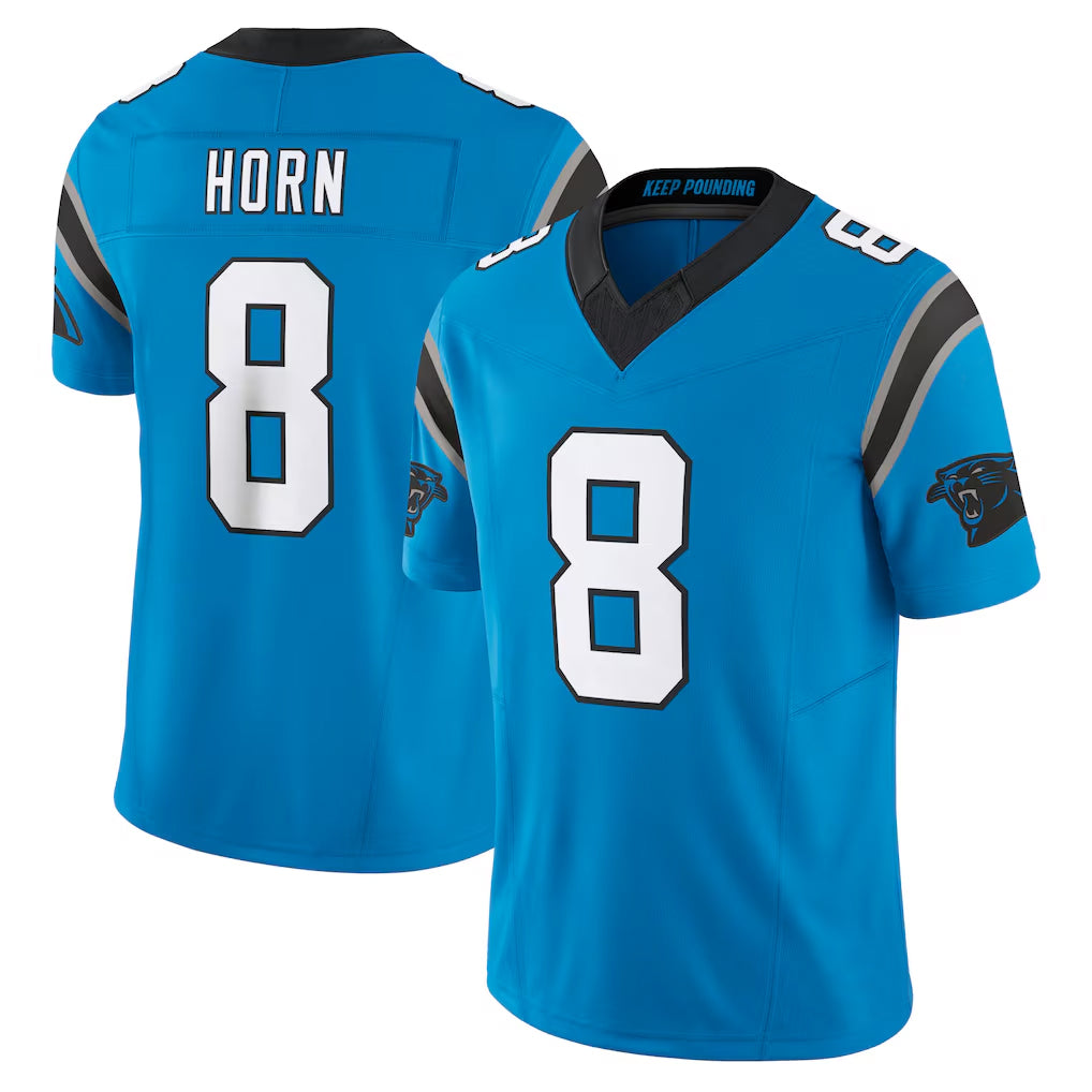 Parkc C.Panthers #8 Jaycee Horn Player Blue Vapor F.U.S.E. Limited Home Game Stitched Jerseys
