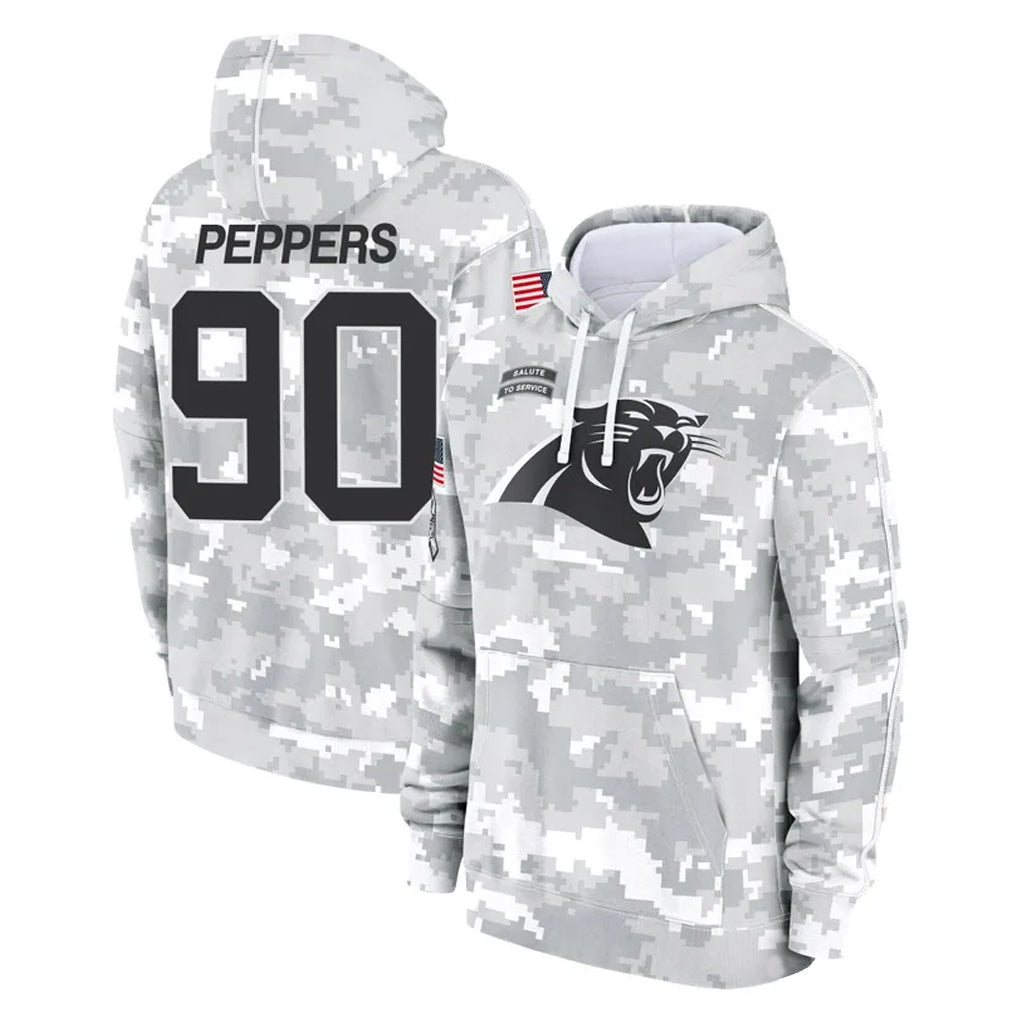 Parkc C.Panthers #90 Julius Peppers Player Arctic Camo Salute to Service Pullover Hoodies Limited Game Stitched Jerseys