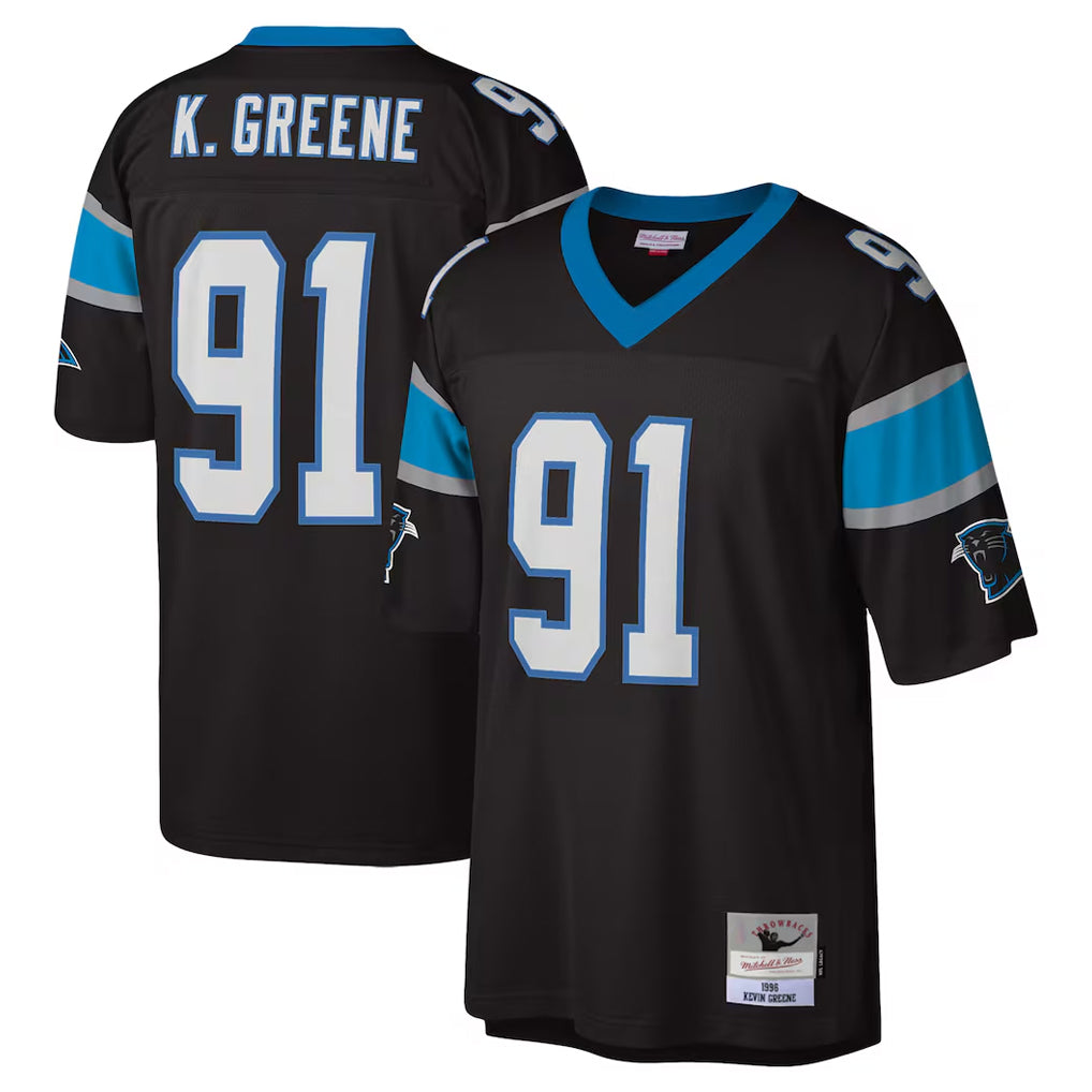 Parkc C.Panthers #91 Kevin Greene Player Black Mitchell & Ness Legacy Replica Stitched Jerseys