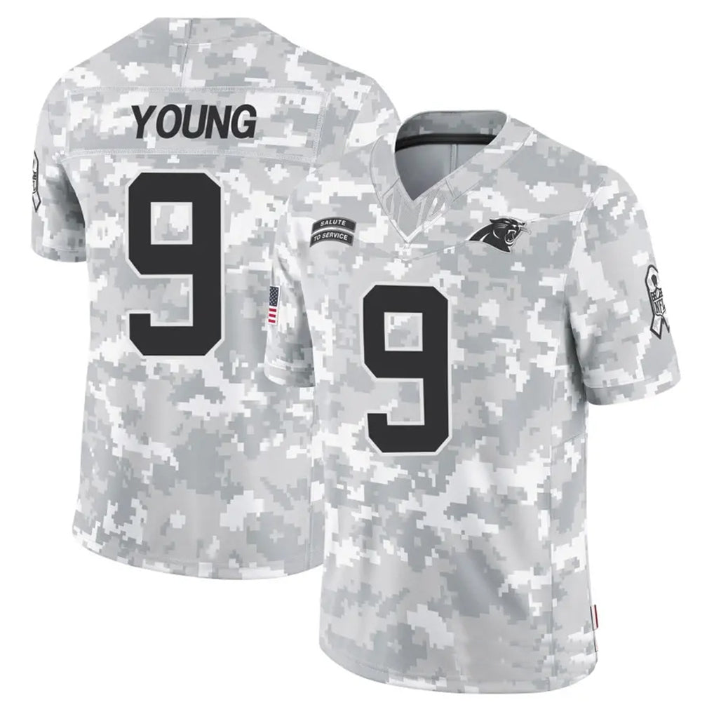 Parkc C.Panthers #9 Bryce Young Player Arctic Camo Salute to Service Limited Stitched Jerseys