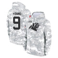 Parkc C.Panthers #9 Bryce Young Player Arctic Camo Salute to Service Pullover Hoodies Limited Game Stitched Jerseys