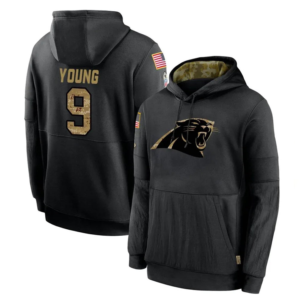 Parkc C.Panthers #9 Bryce Young Player Black Salute to Service Pullover Hoodies Limited Game Stitched Jerseys